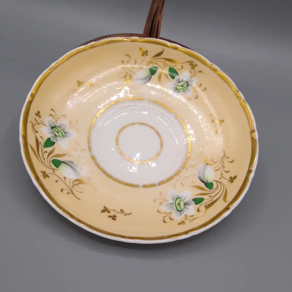 Rockingham Porcelain Gold Lily Tea Cup Saucer 230 Vintage Antique